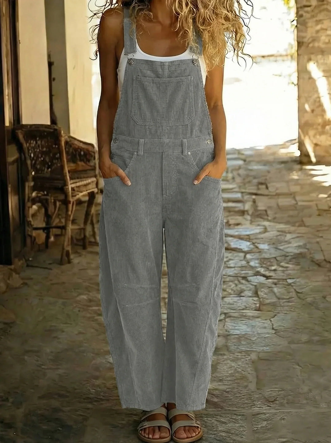 Rose™ - Salopette fluide en coton avec finitions délicates