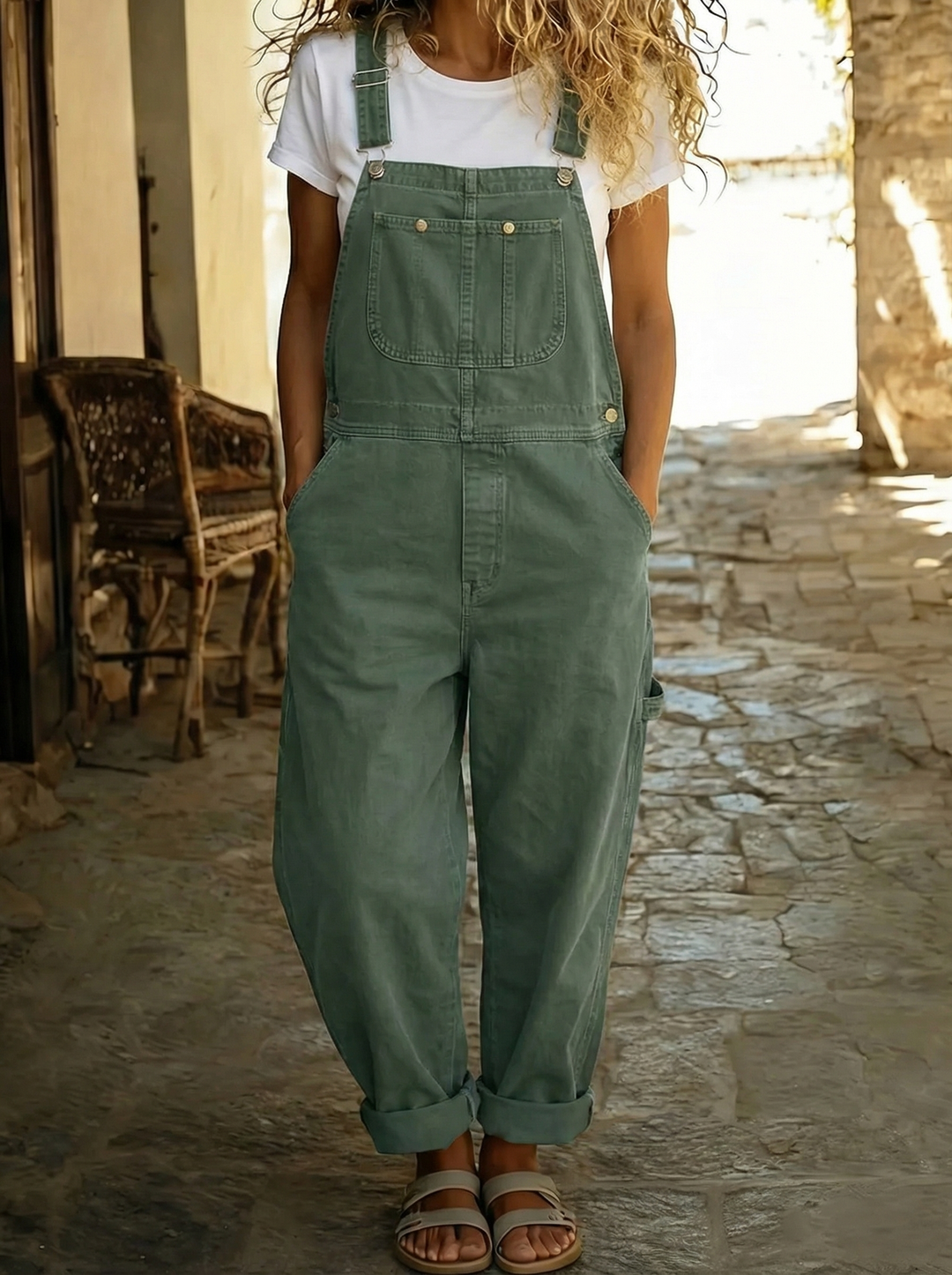 Rose™ - Salopette fluide en coton avec finitions délicates