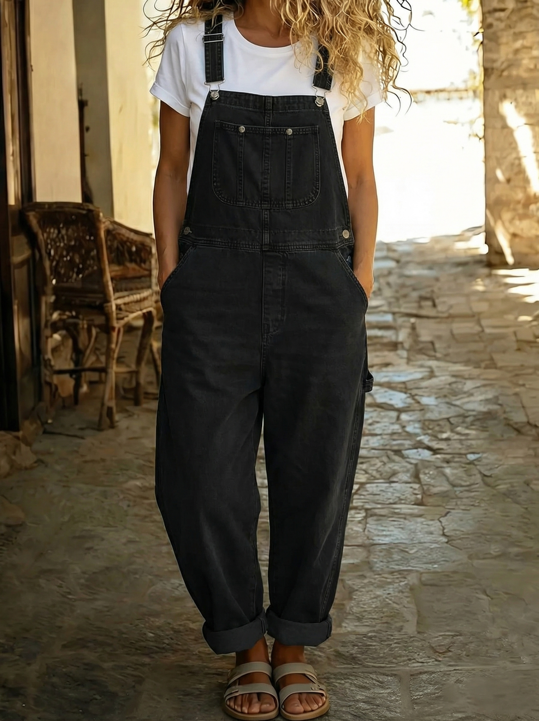 Rose™ - Salopette fluide en coton avec finitions délicates