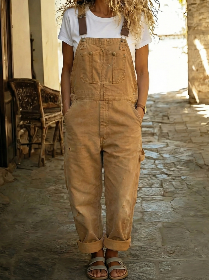 Rose™ - Salopette fluide en coton avec finitions délicates